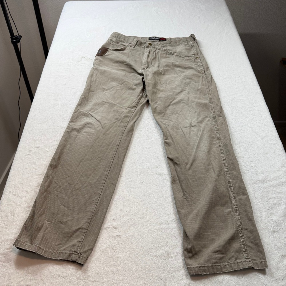 Wrangler RIGGS Workwear Pants Mens 33x32 Khaki Good Ripstop 103W045DK